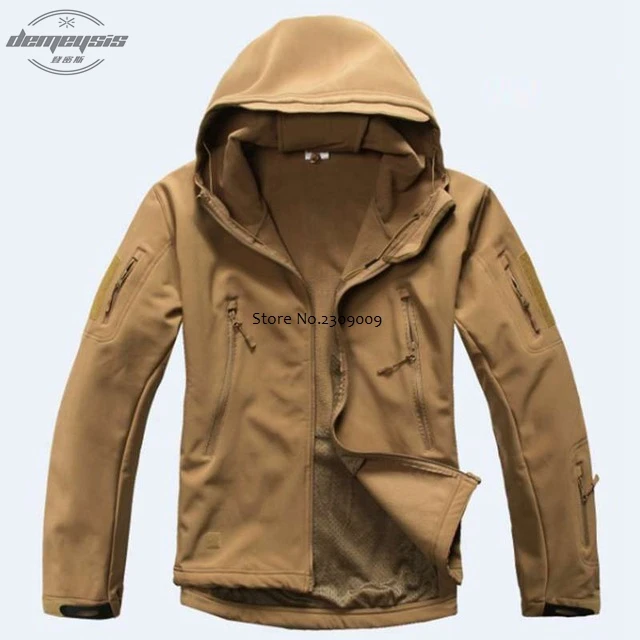 tan jacket Камуфляжное Пальто Военная куртка мужская водонепроницаемая ветровка плащ с капюшоном одежда армейская куртка мужская тактическая куртка - Цвет: tan jacket