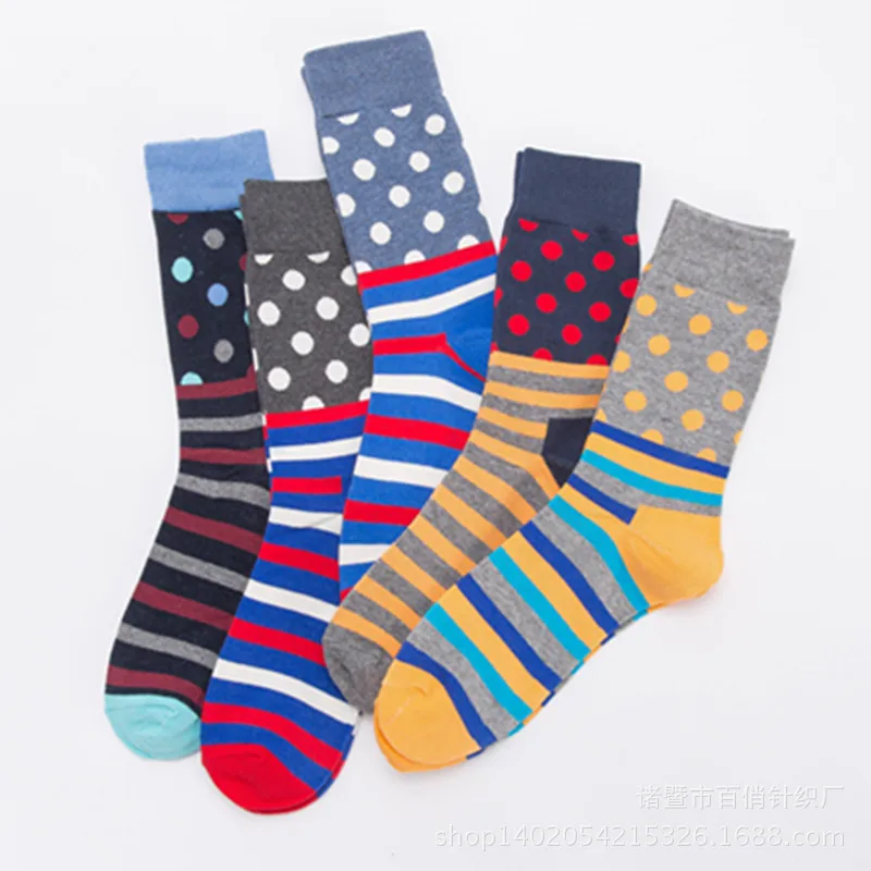 

2018new men/women color cotton happy sock dots stripes pattern harajuku designer brand fashion high quality hip hop funny sokken