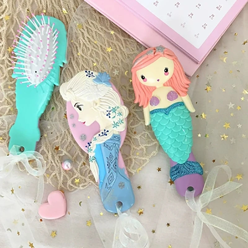 3D Принцесса Эльза Расческа Щетка для девочек Русалочка щетка волос