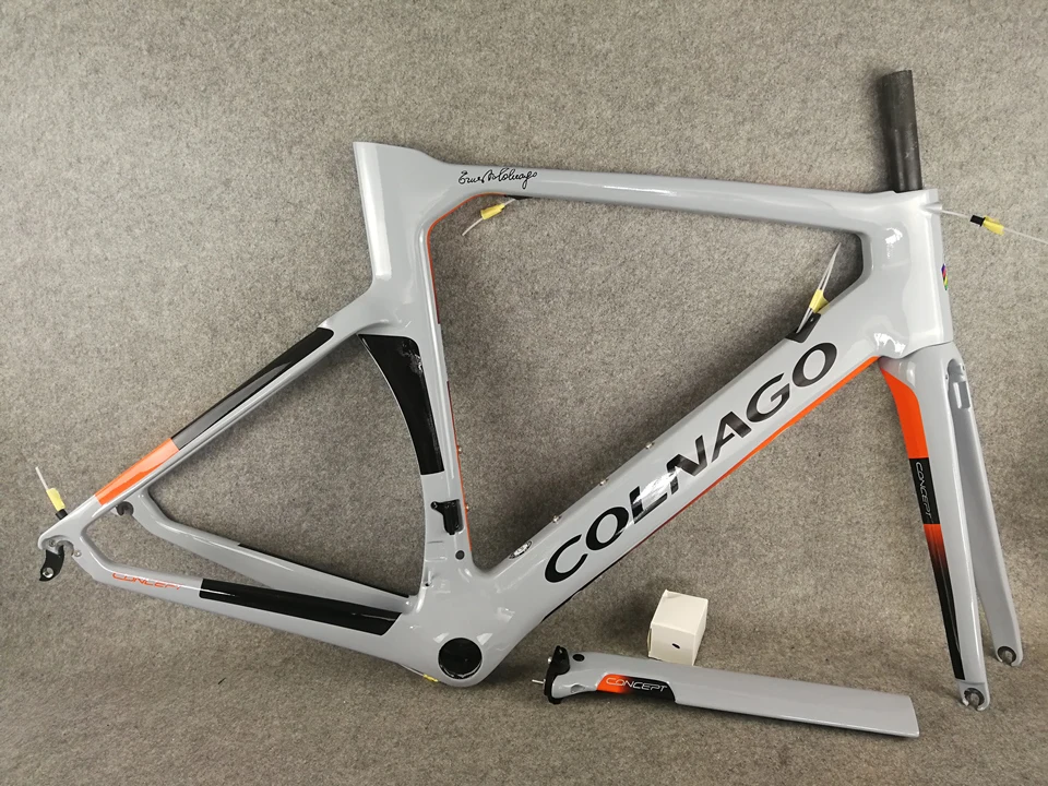 Высокое качество Colnago набор углеродных дорожных Рам обода тормоза карбоновые велосипедные рамы оранжевый черный SIGMA эксклюзивный спортивный