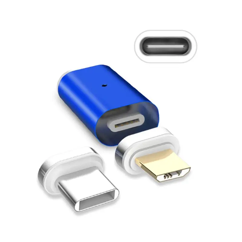 Магнитный Тип C Женский к Micro USB+ Тип C Мужской данных быстрой зарядки адаптер конвертер для samsung huawei Xiaomi htc телефон - Цвет: Синий