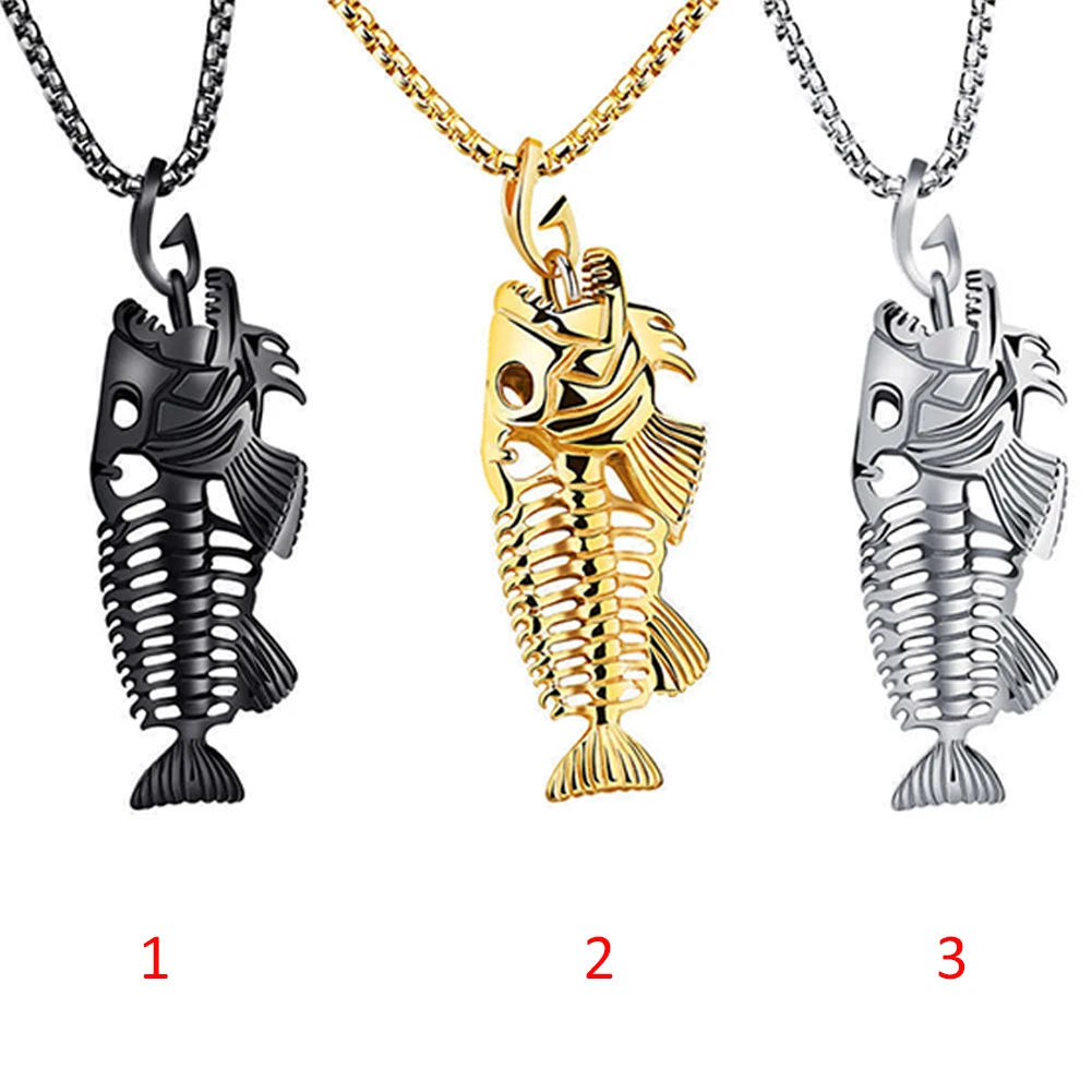 Рыбья кость рыбий скелет нержавеющая сталь кулон цепь ожерелье ювелирные