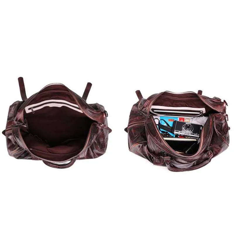 Мужская кожаная дорожная сумка винтажная большая спортивная независимая для