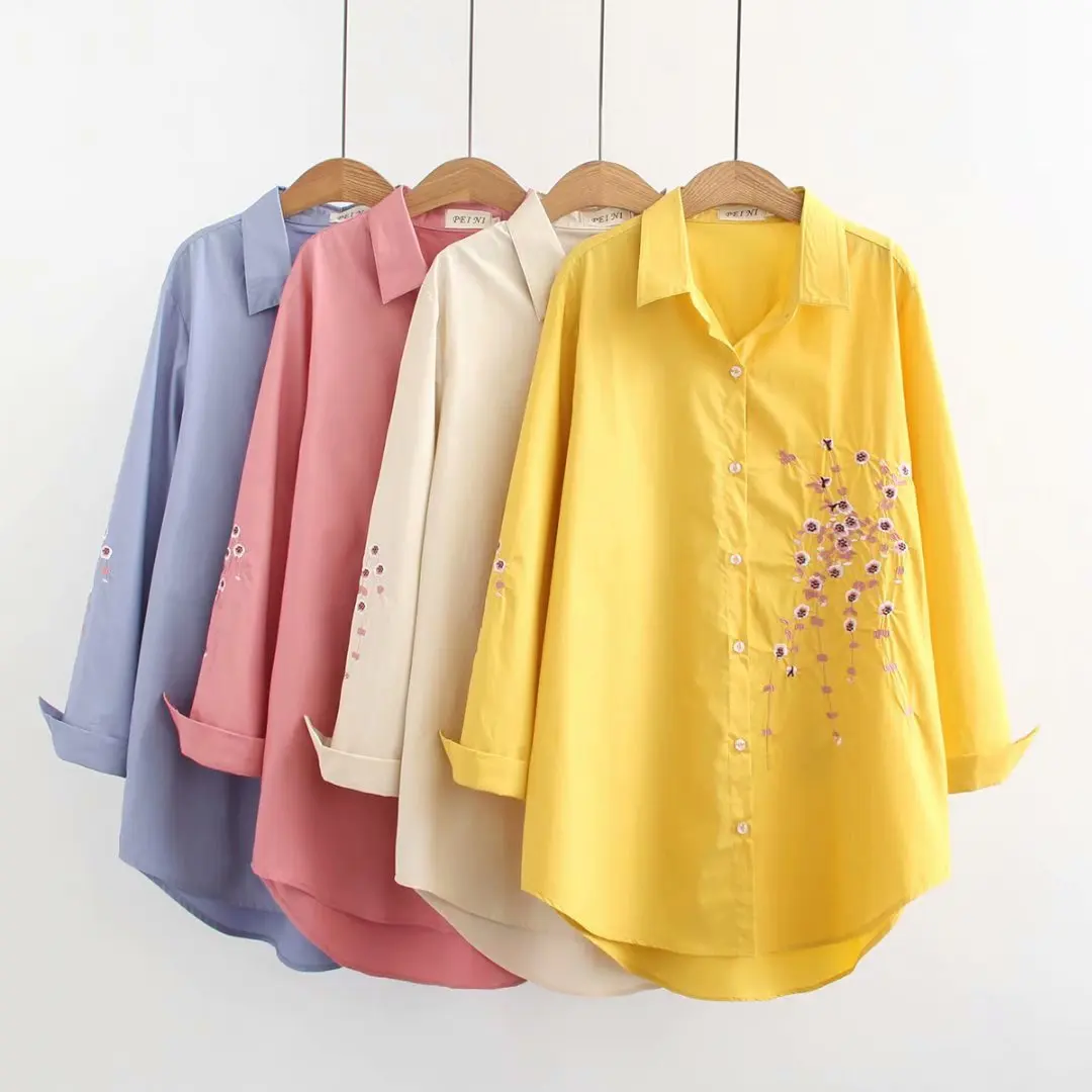 Новинка Весенняя рубашка большого размера длинная женские блузки стильная