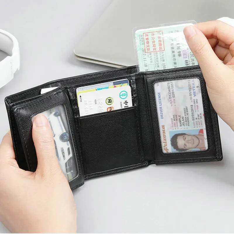 GENODERN Новый rfid кошелек в три сложения мужской из натуральной кожи Короткий