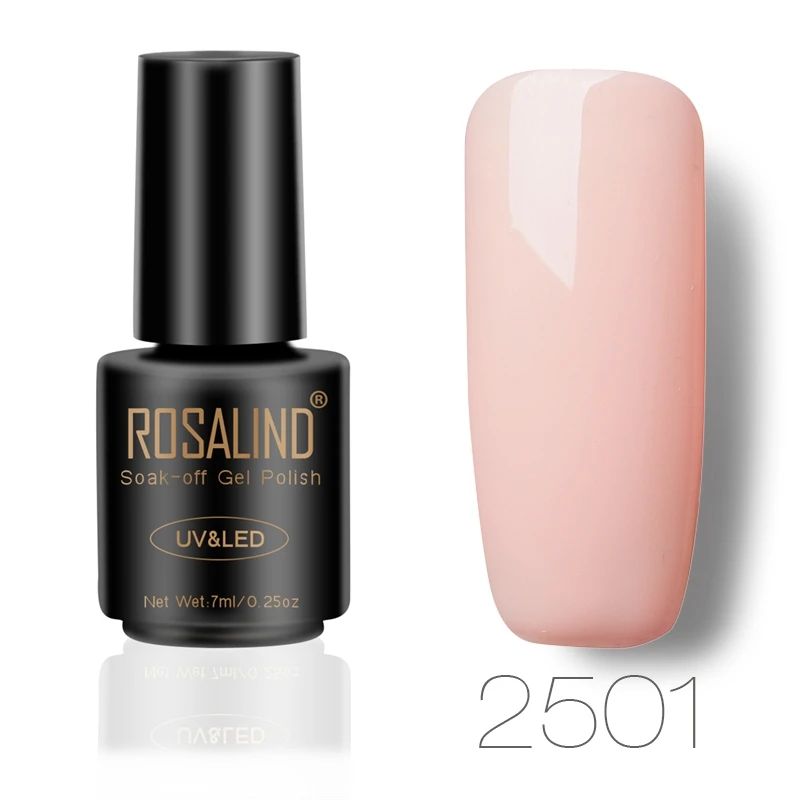 2501 ROSALIND 7 мл, флакон, черный цвет, чистый цвет, набор для полировки ногтей, лак, УФ светодиодный, впитывающий Полупостоянный лак для ногтей - Цвет: 2501