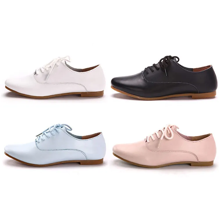 Новый 2016 Натуральная кожа Классический Женщины Oxfords Обувь Мода для Девочек