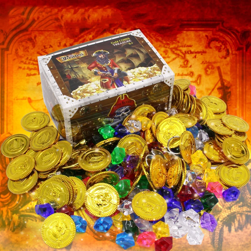 Детская игрушка для охоты за сокровищами, Пиратская игра, золотая монета, алмаз, мальчик, игровой дом, сокровище пиратов, игрушка, моделирование, театральный реквизит, игрушки