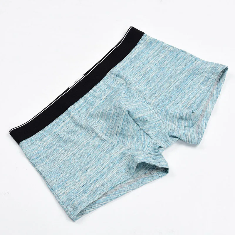 blue DANJIU, хлопковое Мужское нижнее белье, низкая талия, одноцветные мужские шорты-боксеры, u-образные, дышащие, мужские трусы, модные, Cueca Calzoncillos - Цвет: blue