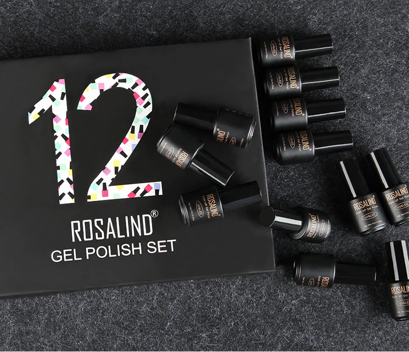 Неоновый Гель-лак для ногтей ROSALIND, гибридные Лаки, 12 шт./лот, УФ светодиодный, для маникюра, Полупостоянный Гель-лак, основа для ногтей