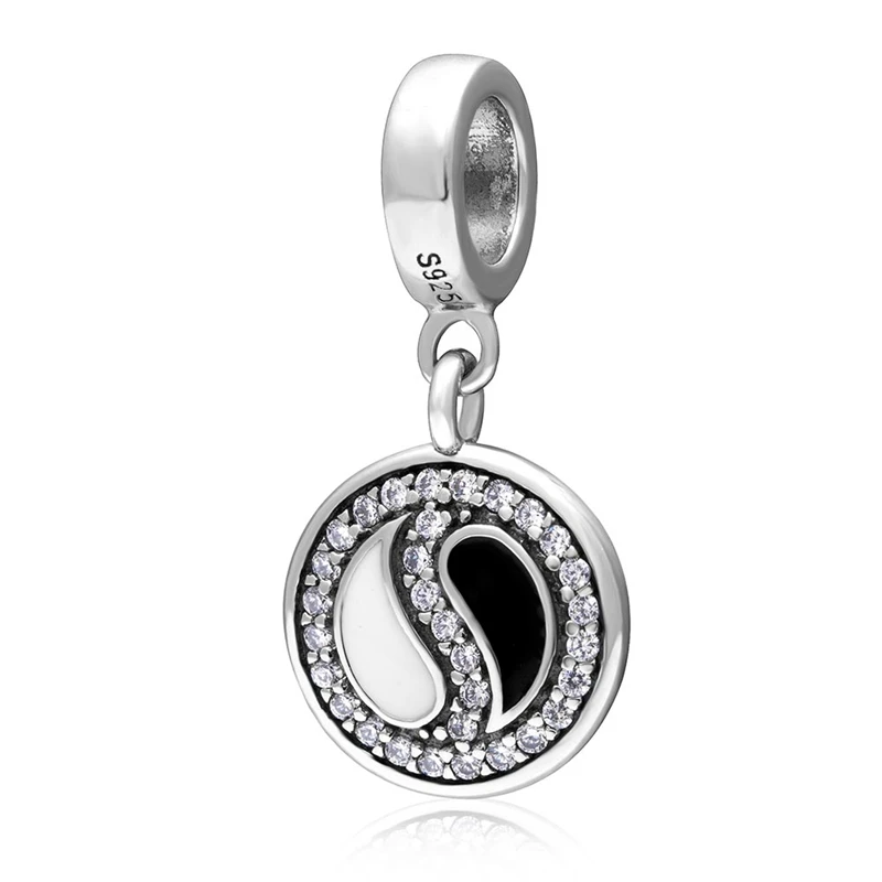 Dangle Yin Yang CZ Sambaah китайский Инь Ян Тай Чи Шарм 925 пробы серебро YinYang Бусины Подходят Пандора стиль DIY ювелирные изделия браслет SS0365 - Цвет: Dangle Yin Yang CZ