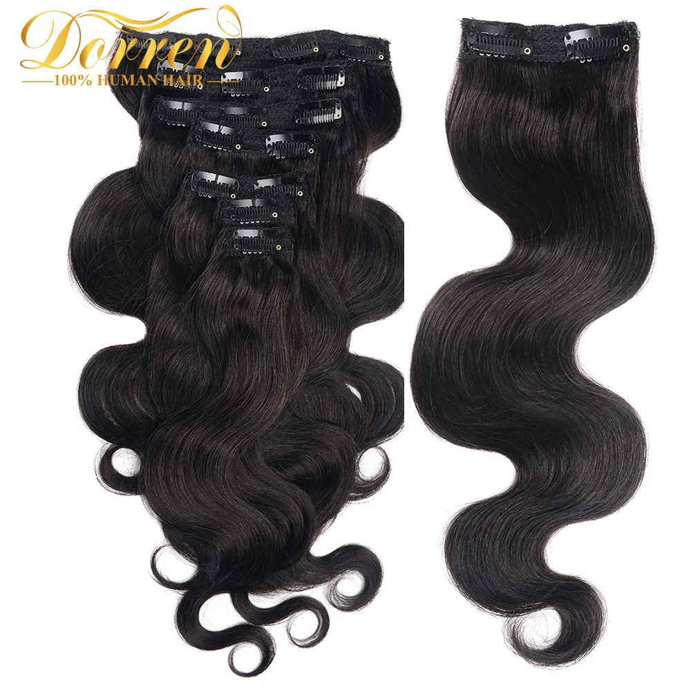 Doreen 90 г до 120 г волнистые бразильские волосы remy#1# 1B#2#4#8 на заколках для наращивания волос 16-22 человеческих волос на зажимах