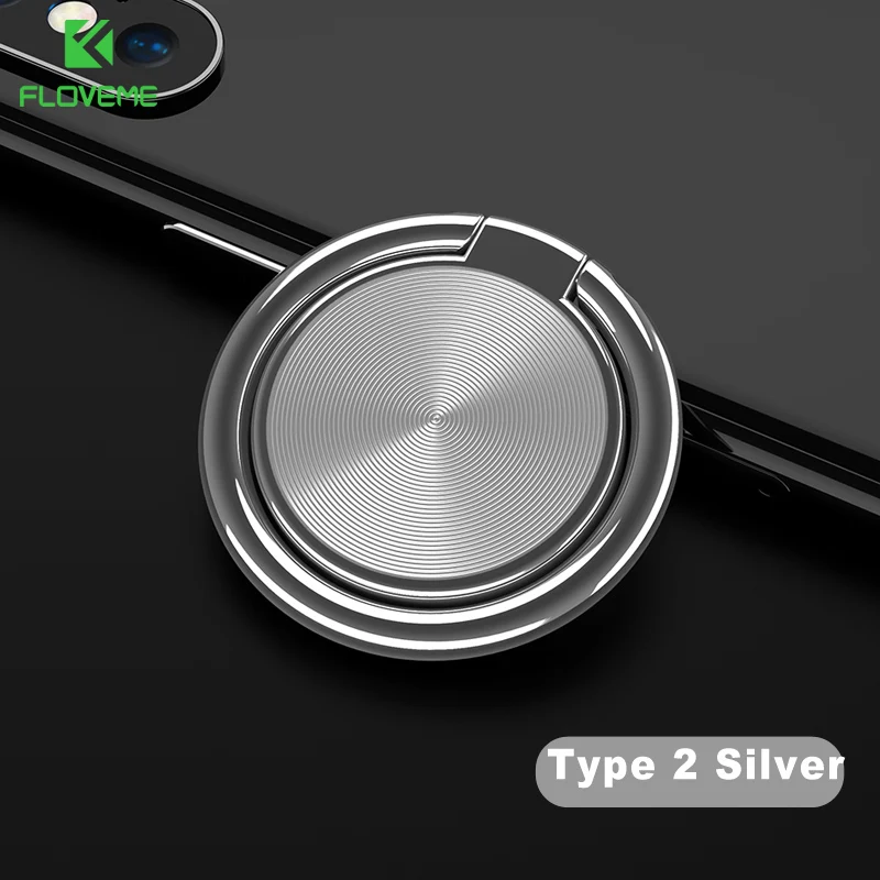 Type 2 Silver FLOVEME Универсальный 360 металлический держатель телефона с кольцом на палец для iPhone X XS MAX 11 7 сильная адсорбционная Подставка для samsung huawei Xiaomi - Цвет: Type 2 Silver