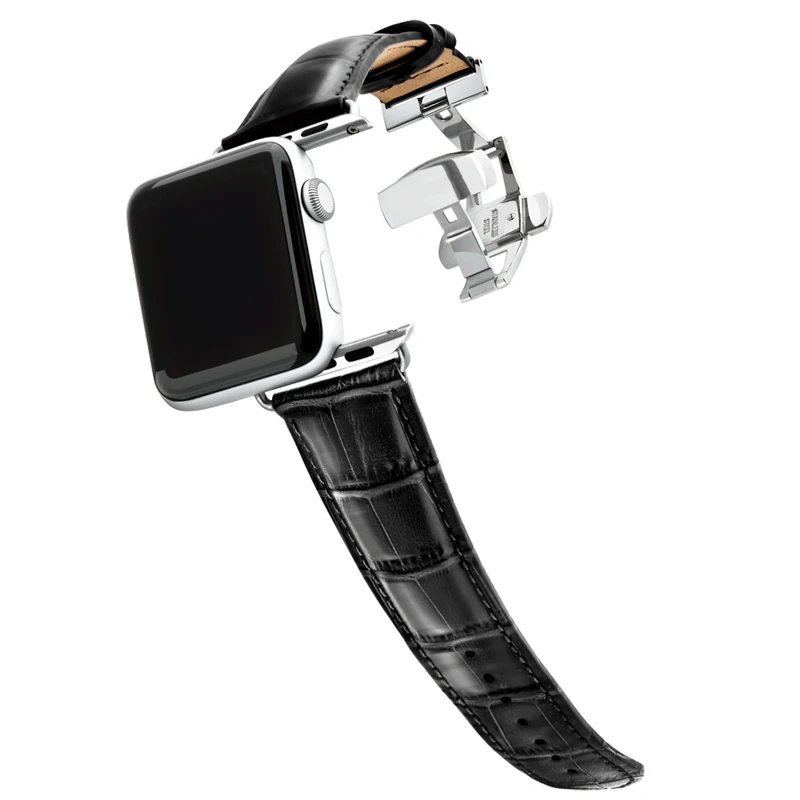 Ремешок из натуральной кожи для apple watch band 44 мм 40 42 38 браслет с пряжкой бабочкой iwatch
