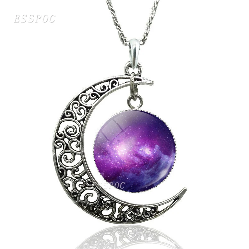 Ожерелье женское с кабошоном Ювелирное Украшение изображением Галактики