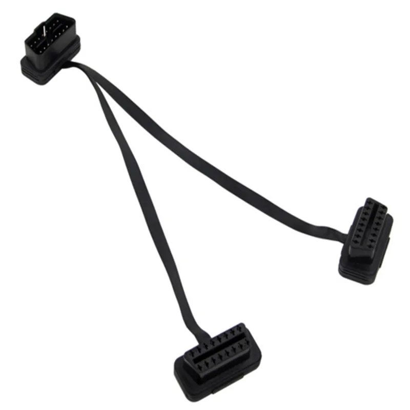 OBDII OBD II 2 OBD2 16 Pin кабель для плоский тонкий как лапша ELM327 Мужской Двойной Женский Y