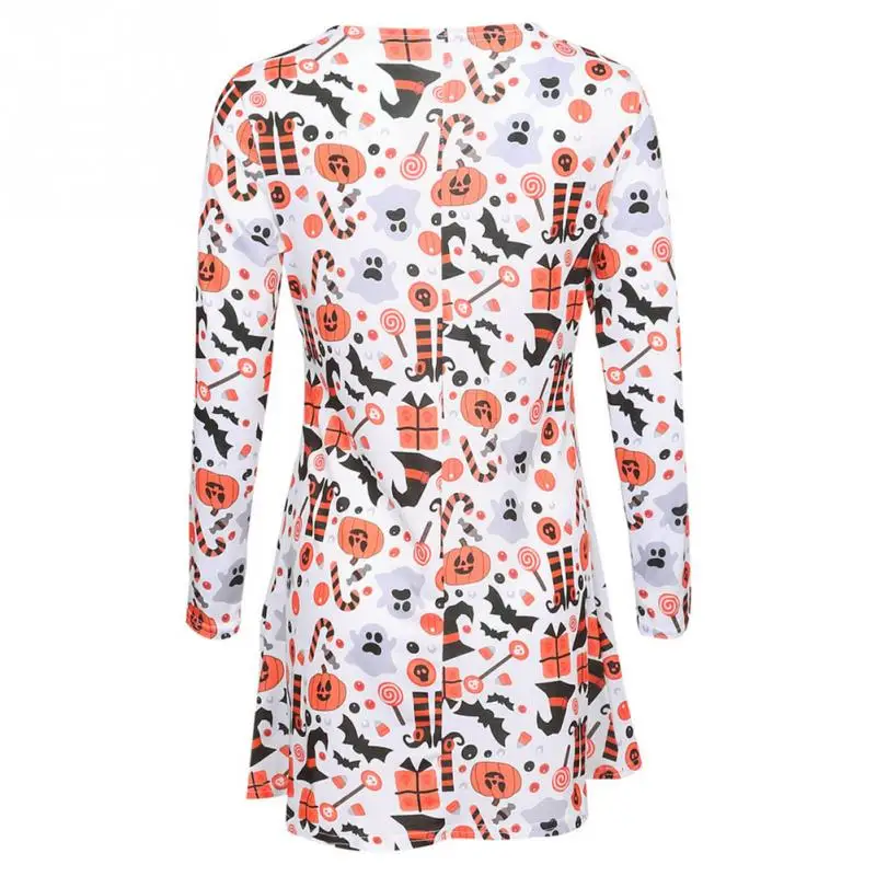 Для женщин осень Хэллоуин вечерние с длинным рукавом круглый вырез горловины