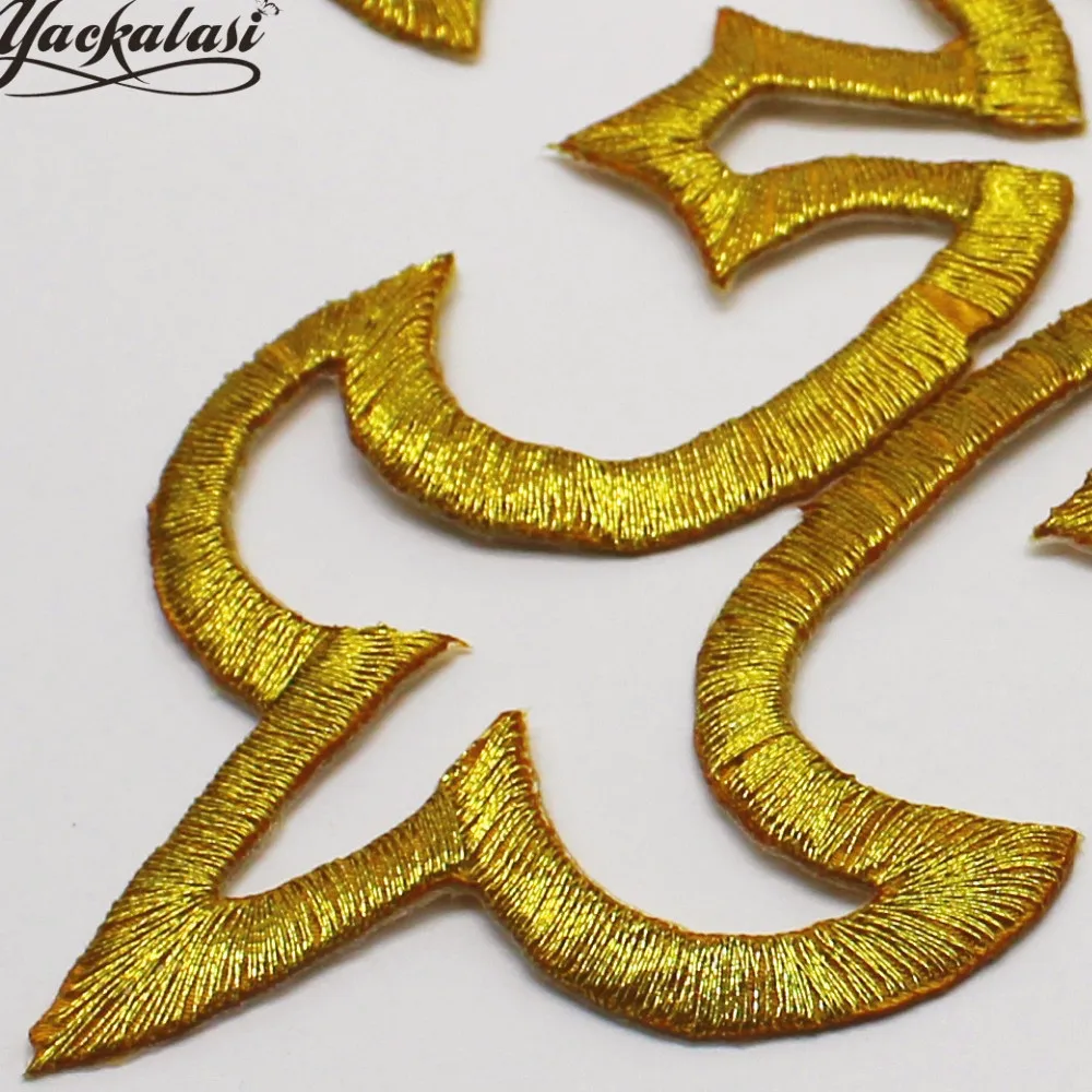 

YACKALASI 5 Pieces/Lot Gold Cosplay Applique Iron-on Flower Patches Golden Metallic Embroidered Venise Trim 14.8*14.8cm