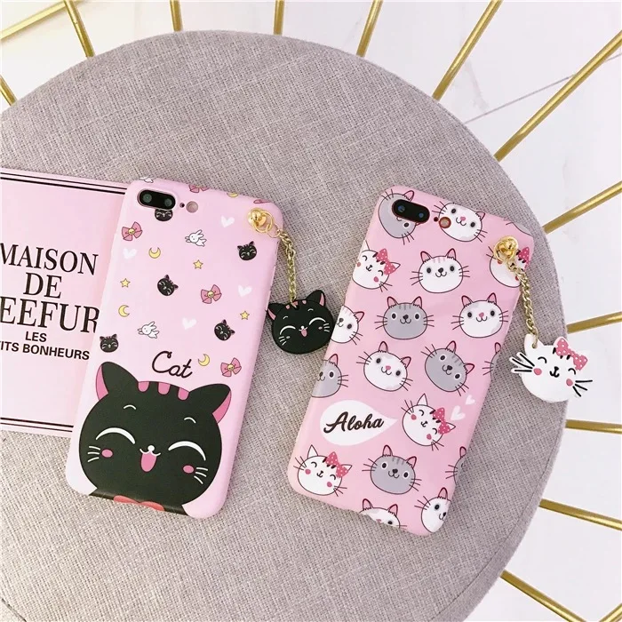 Cute Carton Cat Cases For Oppo F5 F7 Mobile Phone Full Back Covers With Pendant Soft Tpu Case A73 F1S Fundas |