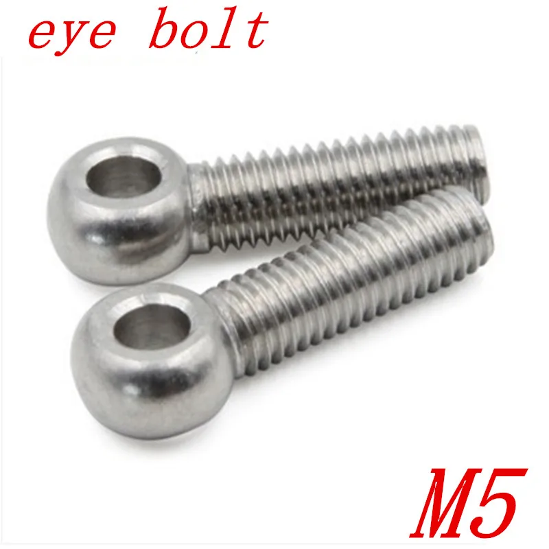 

20pcs/lot M5*20/25/30/35/40/45/50 304 stainless steel eye bolt