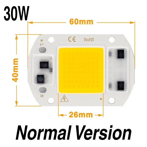 30W F6040 20 Вт 30 Вт 50 Вт Светодиодная лампа COB Чип LED Отражатель объектива 220 В Smart IC DIY для светодиодного прожектора прожектор нужен радиатор для охлаждения - Испускаемый цвет: 30W F6040
