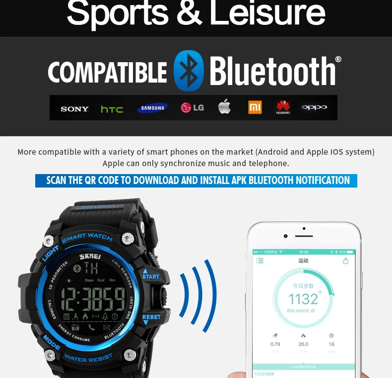SKMEI 1227 Мужчины Smart Watch Цифровые Наручные Часы Женщины Спортивные Часы Сна Трекер Вызова Напоминание Фотографии ЭЛЬ Свет Relógio