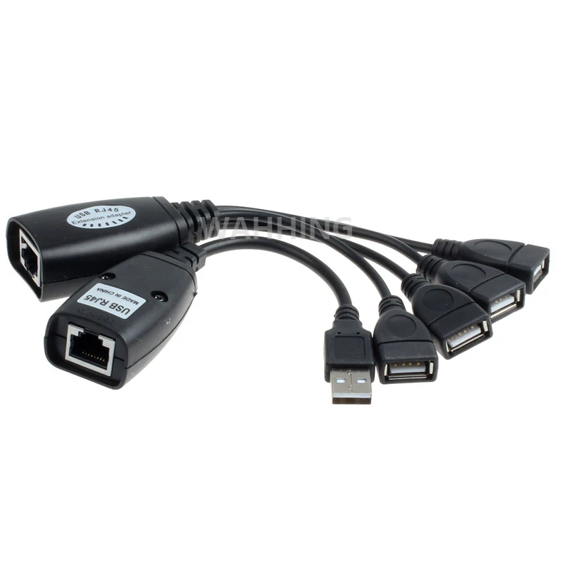 1 комплект Новый 8 контактный RJ45 4 порта USB 2 0 Ethernet удлинитель адаптер LAN Cat5 Cat5e Cat6