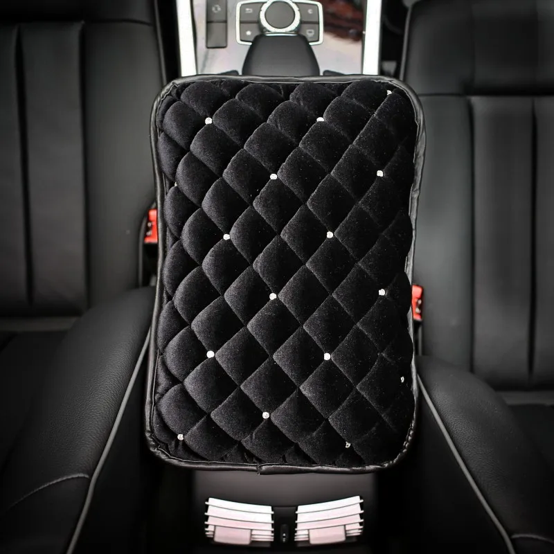 Black Armrest Cover Роскошные Кристальные фиолетовые красные розовые Чехлы рулевого колеса автомобиля для женщин и девочек Стразы покрытые автомобилем аксессуары для рулевого колеса - Название цвета: Black Armrest Cover