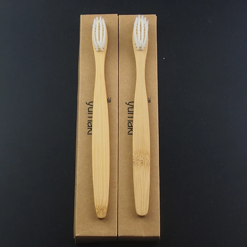 

DR.PERFECT 2 Pieces Smooth Polished Wood Toothbrush Bamboo Novelty Bamboo Toothbrush Soft-bristle BPA Free Nylon Bristle