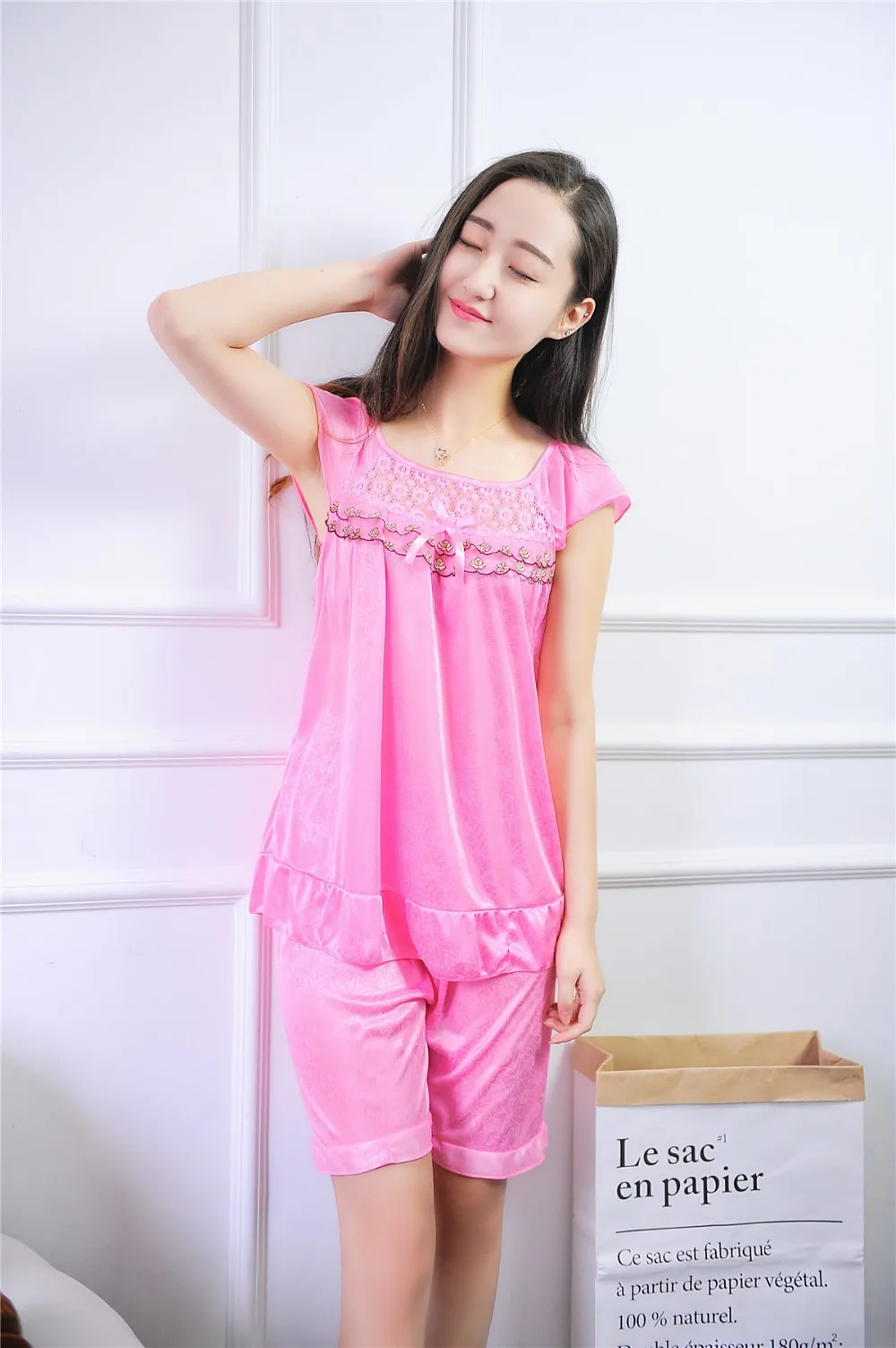 Домашняя одежда Pijama Feminino, новинка, сексуальная пижама без рукавов, летняя Пижама, женская шелковая пижама, женская пижама E0348