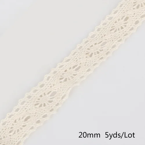 Ivory9 20mm 5 ярдов/партия, белые, черные, бежевые хлопковые кружева, отделка, сделай сам, домашняя одежда, края, обертывание, хлопок, лента, хлопок, материал - Цвет: Ivory9 20mm