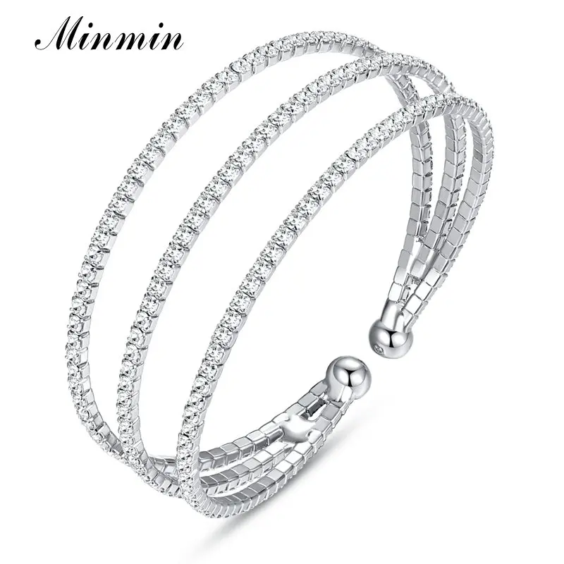 Женский многослойный свадебный браслет Minmin Простой золотого/серебряного цвета с