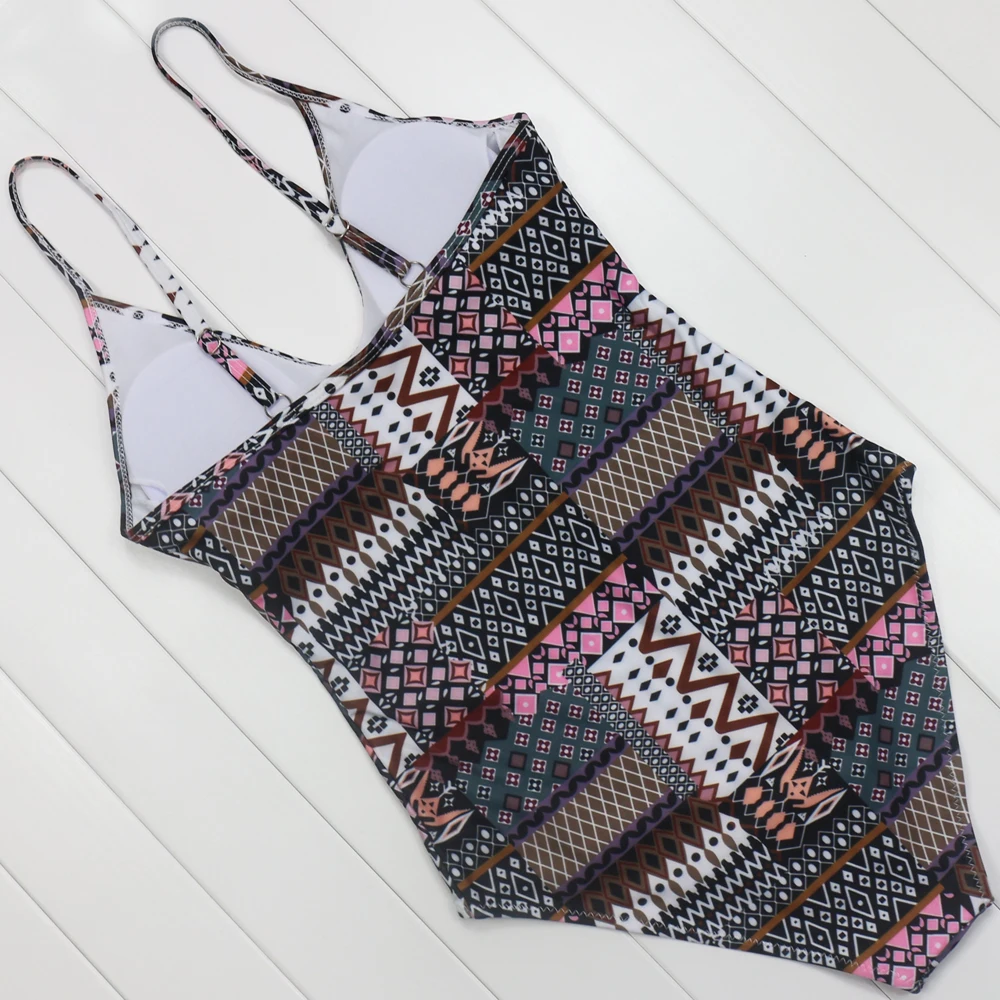 ZMTREE ретро купальники с принтом Женский цельный купальник винтажный пляжный