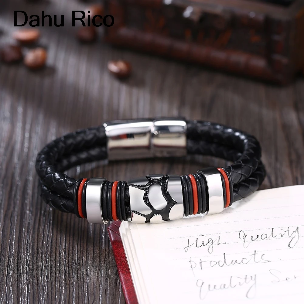 leather stainless steel accessories women ofertas calientes con envio gratis new york snap punk rock Dahu Rico bracelets | Украшения и