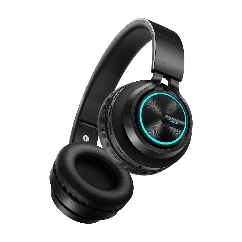 Black Беспроводные наушники B6, Bluetooth наушники, 12 часов работы, цветной светильник, поддержка TF карт, для мобильного телефона, ПК, телевизора - Цвет: Black
