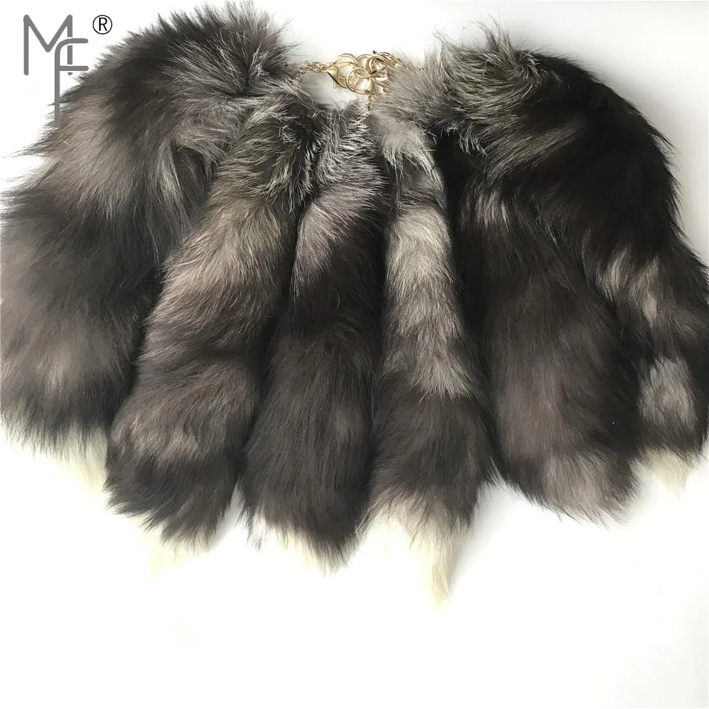 Magicfur-40 см-50 см Настоящий Серебряный Лисий Мех Хвост большой длинный кожаный брелок с кисточкой сумка Шарм автомобильный брелок подвеска