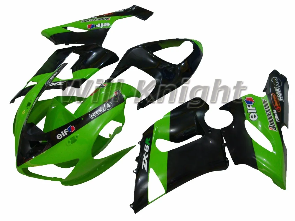 Черный Зеленый Обтекателя Kit для Kawasaki ZX-6R 2005 2006 ZX6R 05 06 Литье Под Давлением |