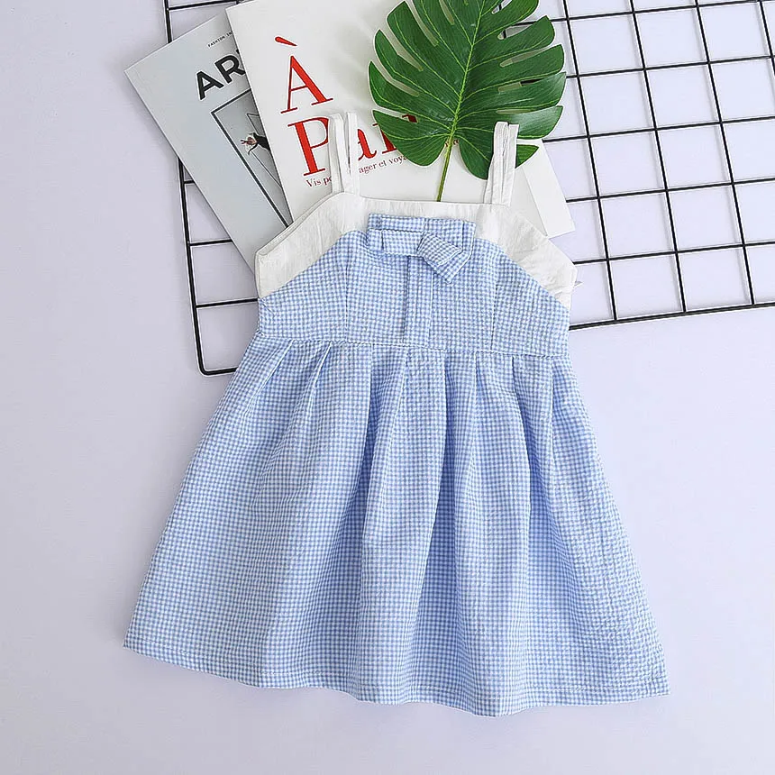 Hurave/сарафан хлопковое Повседневное платье с бантом весеннее в клетку для