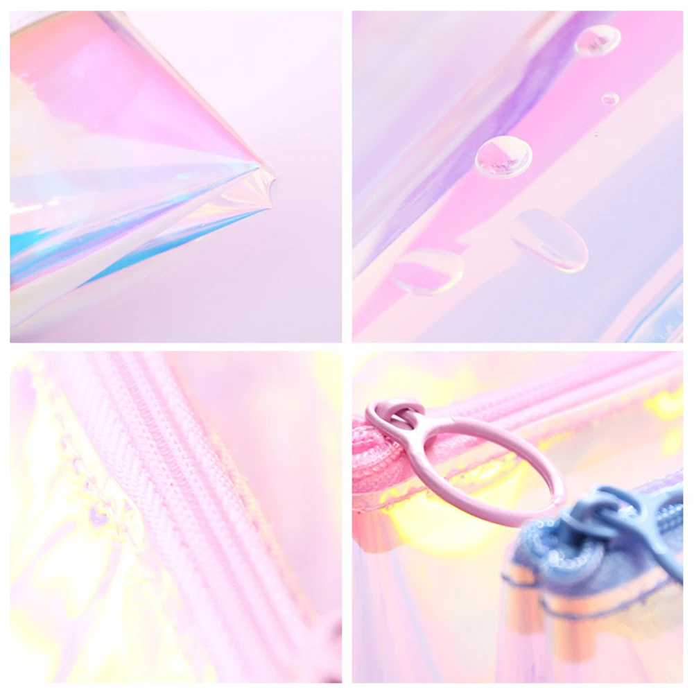 Прозрачная голографическая лазерная сумка-карандаш с рисунком сердца для