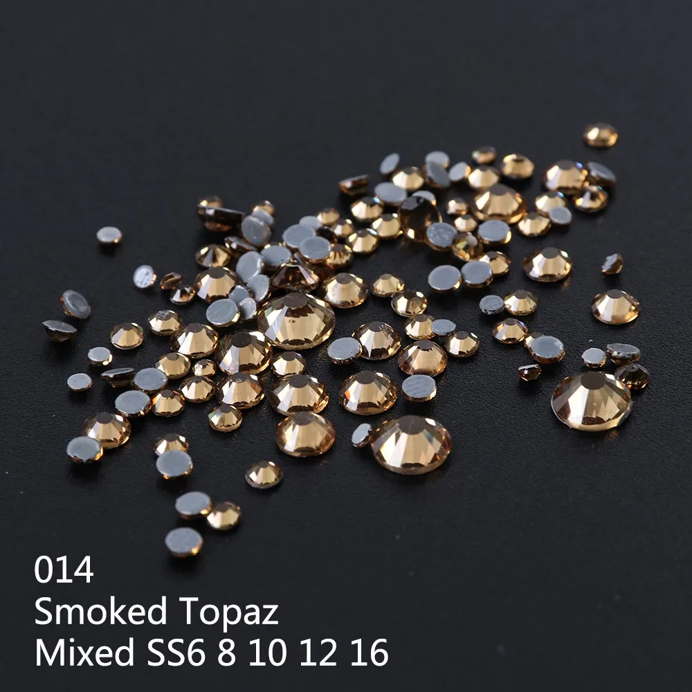 014 1Box DIY Flatback 3D Nail Art Crystal Glitter Rhinestones Nail Art Decoration Diamond White AB Manicure Mixed SS6-16 Size LA995 - Цвет: 014