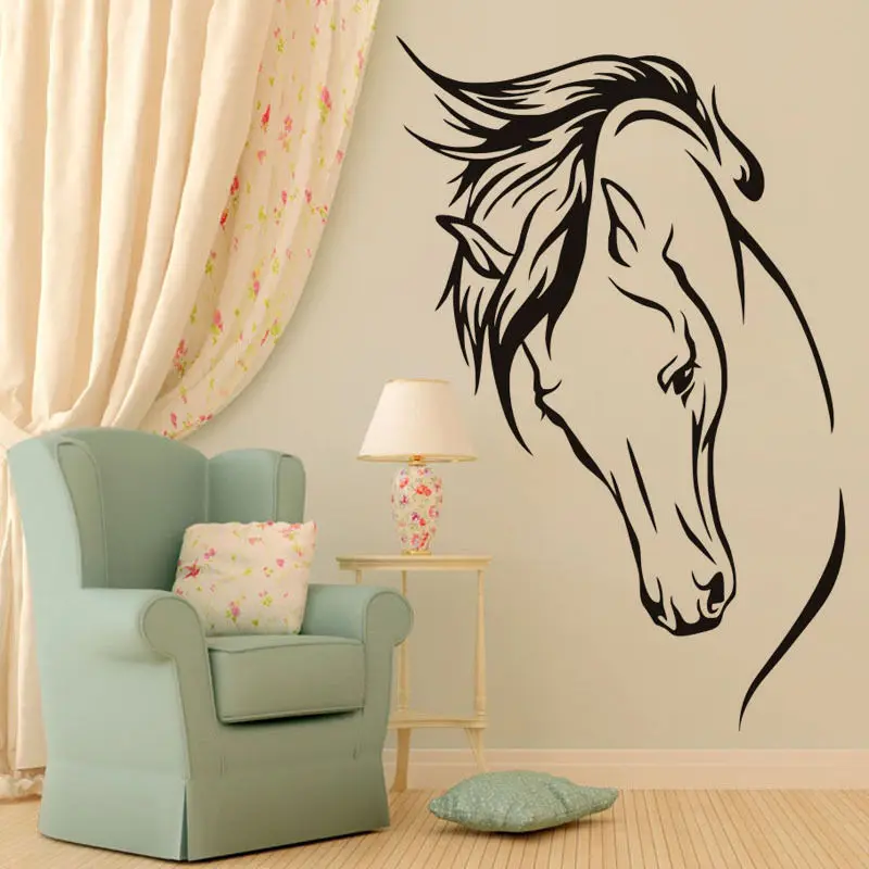 A0011 виниловый с лошадиной головой Настенная Наклейка животными съемная