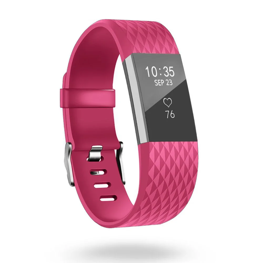 Pink Coolaxy 3D ремни для браслета Fitbit Charge 2 Силиконовые Замена Петли часы Браслет для Fitbit Charge2 ремешок - Цвет: Pink