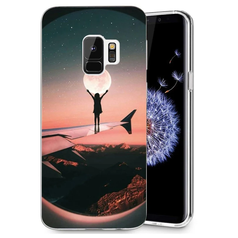 Мягкий чехол из ТПУ с принтом "для Fundas samsung Galaxy S9 PU кожаный флип для coque плюс