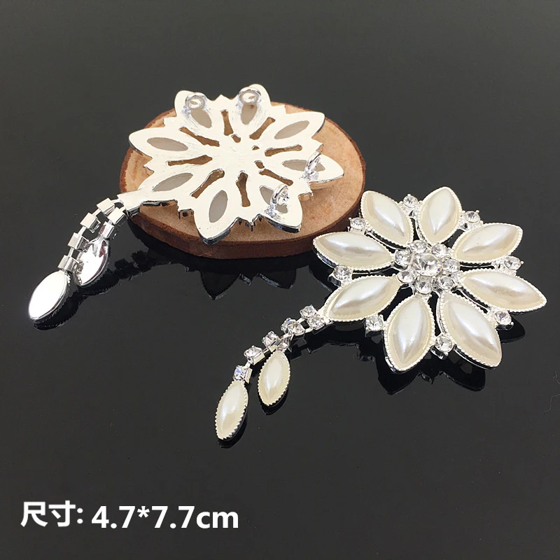 Flower metal rhinestone buttons ivory pearl button with tassel DIY wedding party decor hair flower center scrapbooking | Дом и сад