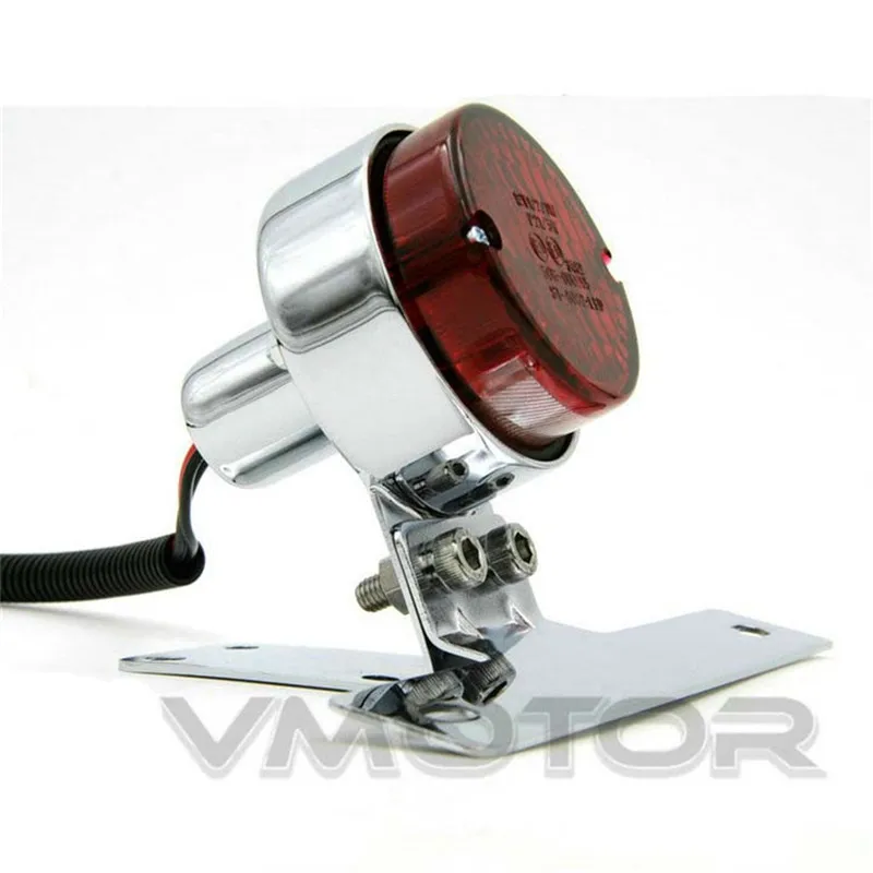 

Motorcycle Black Chrome Rear Brake Stop Light Motorcycle Retro Brake Tail Lights Universal Motorcycle Modified Metal Taillight