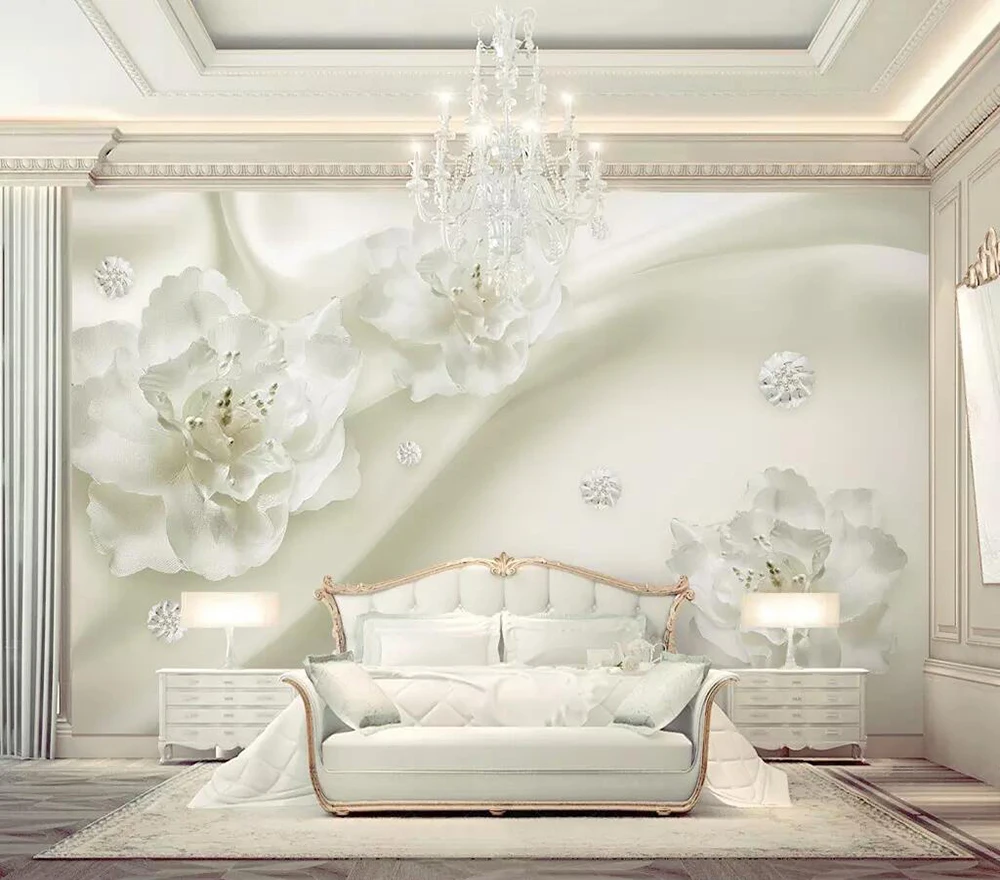 

Decorative wallpaper Silk Flower Stereo Style TV Background Wall