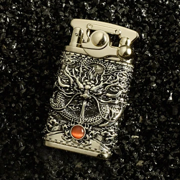 Бензиновая металлическая зажигалка Chief Gold Dragon three di men $ Мужская
