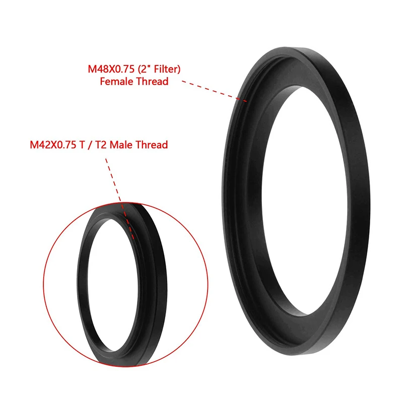 Переходное кольцо M48X0.75 (2 дюймовый фильтр) с внутренней резьбой на M42X0.75 T /