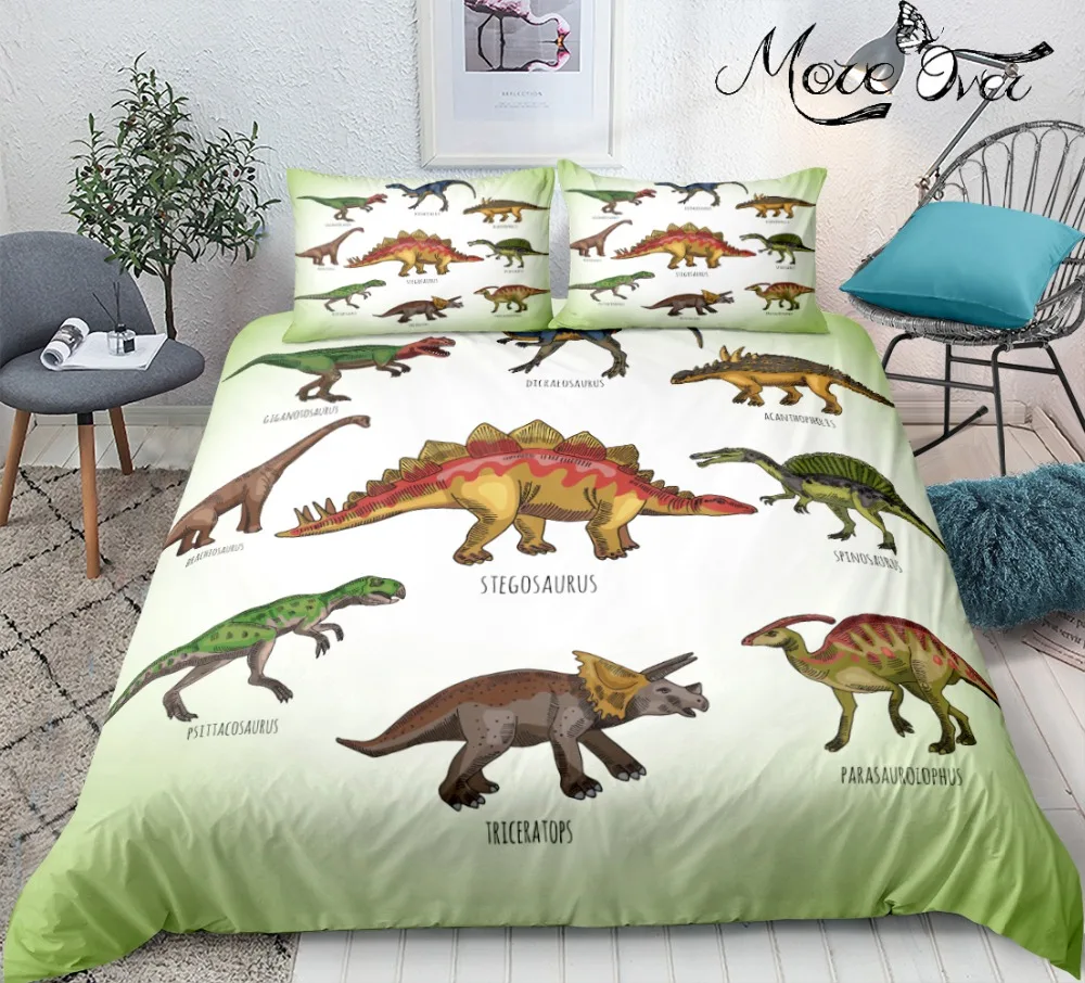 

Cartoon Dinosaur Bedding Set Green Dinosaur Boys Duvet Cover Set Green Animal for kids Bed Set Microfiber Bed Linen set
