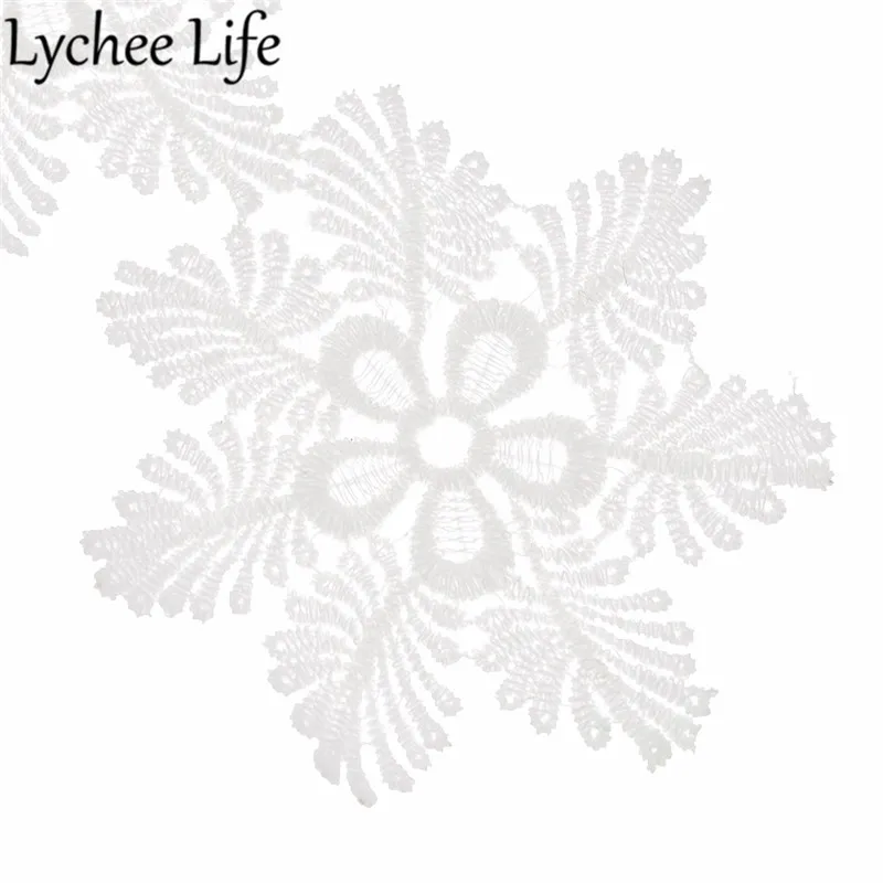 Lychee Life Снежинка вышитые кружева 2 ярда молочного шелка кружева DIY ручной работы швейная одежда платье Декоративные принадлежности аксессуары
